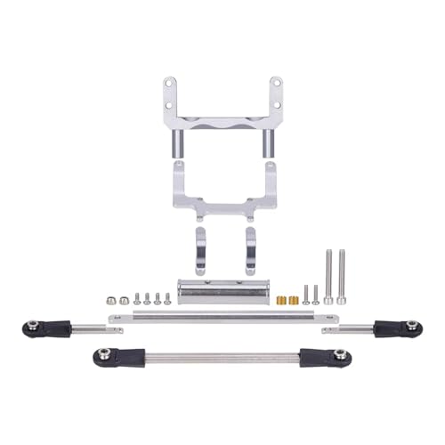 MGHGFYTAS RC Auto Zubehör Kompatibel Mit SCX10 II Für Rock Für Jock Gerade Achse Servohalterung Mit Skala Hydraulische Lenkung Kit 1/10 RC Crawler Auto(Silver) von MGHGFYTAS