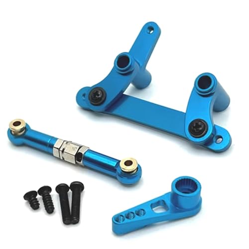 MGHGFYTAS RC Auto Zubehör Kompatibel Mit SCY 16101 C8805 1/16 RC Auto Upgrade Teile Ersatzzubehör Metall Lenkbaugruppe Servoarm Verbindungsstange(Blue) von MGHGFYTAS