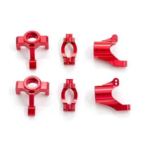 MGHGFYTAS RC Auto Zubehör Kompatibel Mit TRAX4 Für LaTx Für Teton Für Desert 1/18 RC Car Aluminium-Nachlaufblöcke C-Naben Lenkblock Achsschenkelträger Cup-Set(Red) von MGHGFYTAS