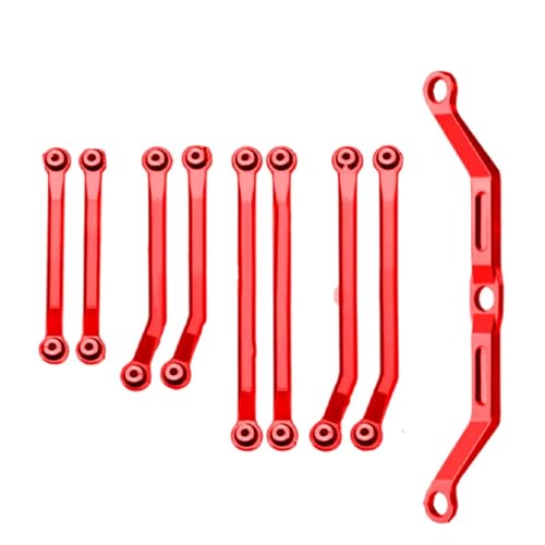 MGHGFYTAS RC Auto Zubehör Kompatibel Mit Trx4m 1/18 RC-Autoteil, RC-Autozubehör, Ersatzteilen, RC-Upgrade-Teil, Lenkstangen-Set Aus Aluminiumlegierung(Red) von MGHGFYTAS