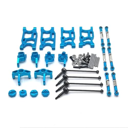 MGHGFYTAS RC Auto Zubehör Kompatibel Mit WLtoys 144001 124016 124017 124018 124019 1/14 Fernbedienung Auto Zubehör Metall Upgrade Teile(Blue,9pcs) von MGHGFYTAS
