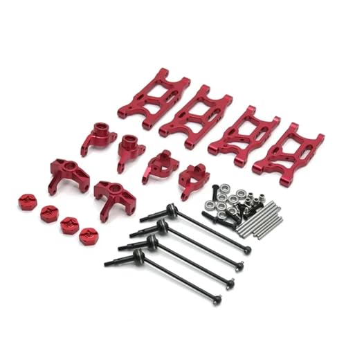 MGHGFYTAS RC Auto Zubehör Kompatibel Mit WLtoys 144001 124016 124017 124018 124019 1/14 Fernbedienung Auto Zubehör Metall Upgrade Teile(Red,8pcs) von MGHGFYTAS