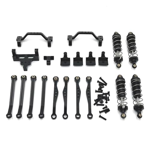 RC Auto Zubehör Kompatibel Mit WPL C64 C64-1 C74-1 1/16 1/10 RC Autoteile Metall-Stoßdämpfer Für Chassis-Verbindungsstange Zugstangenhalterung Stoßdämpfer-Montageset(Black) von MGHGFYTAS