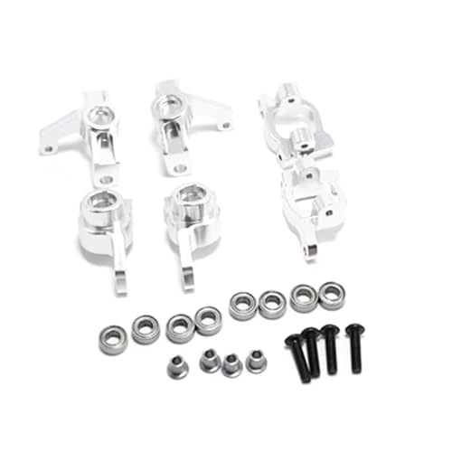 MGHGFYTAS RC Auto Zubehör Kompatibel Mit Wltoys 144001 144002 144010 124007 124008 124016 124017 124019 RC Car Upgrades Teile Metall Lenkblöcke C-Hub-Träger(Silver) von MGHGFYTAS