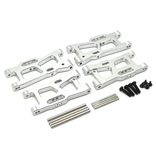 MGHGFYTAS RC Auto Zubehör Kompatibel Mit Wltoys 144001 144010 144016 144018 124007 124008 124016 124018 124019 RC-Autoteile, Vorderer Und Hinterer Aufhängungsarm Aus Metall(Silver) von MGHGFYTAS