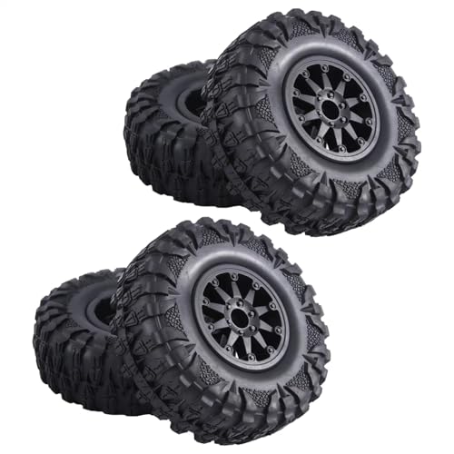MGHGFYTAS RC Reifen Kompatibel Mit 1/10 RC Für Rock Crawler 4 Stück 2,2 Zoll Nylon-Kunststoff-Beadlock-Rad 4,72 Zoll/120 Mm Reifen Mit 12 Mm Kombinator-Sechskant von MGHGFYTAS