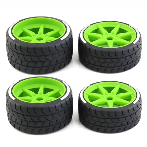 MGHGFYTAS RC Reifen Kompatibel Mit Arrma Für Felony Für FSR Für GT 1/7 RC Auto Für Modell-Upgrade-Teile 53/107 42/100 Reifen 17 Mm Radsechskant 4 Stück(Green) von MGHGFYTAS
