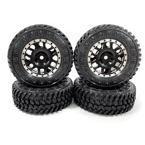 MGHGFYTAS RC Reifen Kompatibel Mit Axial Für SCX24 1/24 RC Autoteil RC Autozubehör Ersatzteile RC Teil Kunststoff Verschleißfeste Felgen Reifen(Black) von MGHGFYTAS