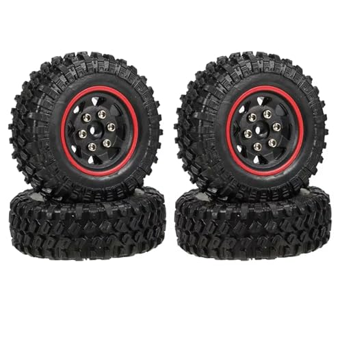 MGHGFYTAS RC Reifen Kompatibel Mit Axial Für SCX24 Für Xiaomi Für Jimny SG1801 1/24 RC Crawler Autoteile 4PCS Beadlock Für Mini Crawler Rad Und Reifen Set(Red) von MGHGFYTAS