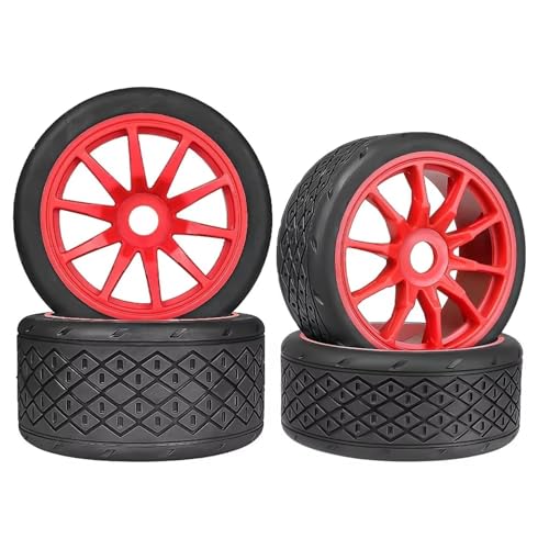 MGHGFYTAS RC Reifen Kompatibel Mit Infraction Für Limitless Für Felony Für FSR Für Model GT Für Arrma 1/7 RC-Autoteile 53/107 42/100 Reifen 17 Mm Felgensechskant(Red,2p 107mm-2p 100mm) von MGHGFYTAS