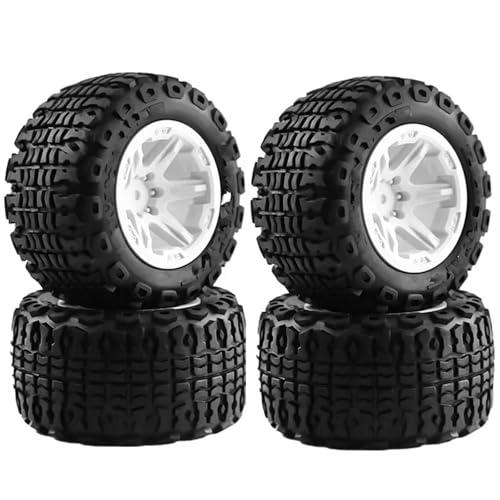 MGHGFYTAS RC Reifen Kompatibel Mit Kyosho Für HSP Für WLtoys Für E-REVO 1/12 1/14 1/16 RC Für Monster Truck Kunststoffrad Gummireifen Für Universalreifen(White,A) von MGHGFYTAS