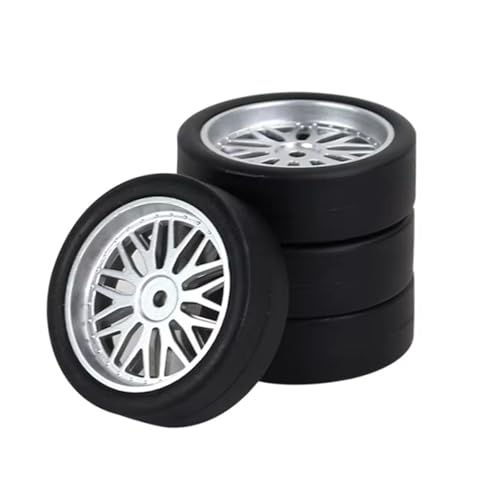MGHGFYTAS RC Reifen Kompatibel Mit LDRC AE86 A86 LD1801 LD1802 LD1803 LD1804 A01 A02 1/18 RC Auto Upgrade Teile 33mm RC Hard Drift Reifen Rad Hard Tire 4 Stück(LA0046 Silver) von MGHGFYTAS