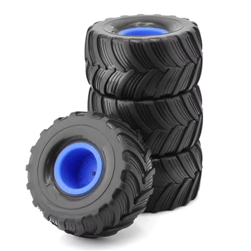 MGHGFYTAS RC Reifen Kompatibel Mit Losi Für Mini Für LMT 1/10 1/18 RC Auto Upgrade-Zubehör 4 Stück 100 Mm Für Monster Truck Für Buggy-Reifen Rad 12 Mm Sechskant(Blue) von MGHGFYTAS