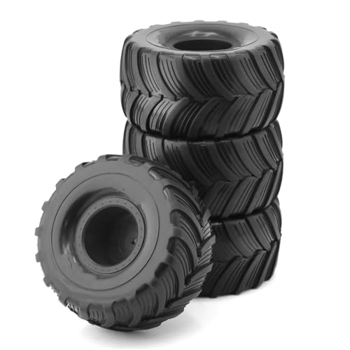MGHGFYTAS RC Reifen Kompatibel Mit Losi Für Mini Für LMT 1/10 RC Auto Upgrade Teile 100 Mm Für Monster Truck Für Buggy Reifen Rad 12 Mm Sechskant 4 Stück(Black) von MGHGFYTAS