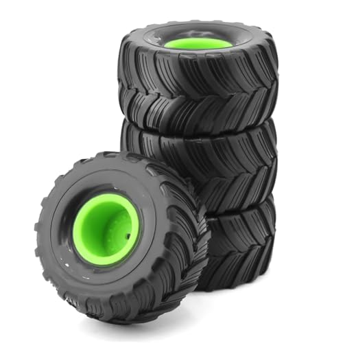 MGHGFYTAS RC Reifen Kompatibel Mit Losi Für Mini Für LMT 1/10 RC Auto Upgrade Teile 100 Mm Für Monster Truck Für Buggy Reifen Rad 12 Mm Sechskant 4 Stück(Green) von MGHGFYTAS