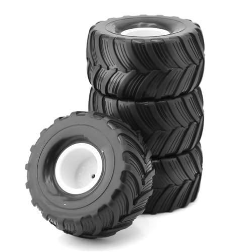 MGHGFYTAS RC Reifen Kompatibel Mit Losi Für Mini Für LMT 1/10 RC Auto Upgrade Teile 100 Mm Für Monster Truck Für Buggy Reifen Rad 12 Mm Sechskant 4 Stück(White) von MGHGFYTAS