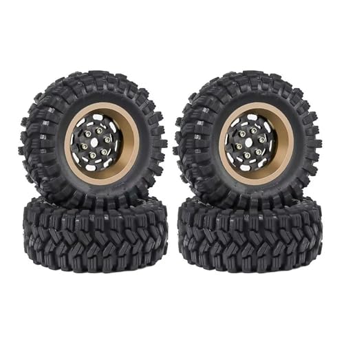 MGHGFYTAS RC Reifen Kompatibel Mit TRX4M Für SCX24 Für AX24 Für FCX24 1/18 1/24 RC Crawler Car Upgrade Teile 62mm 1,2" Carbon Fiber Beadlock Rad Reifen Set(C2) von MGHGFYTAS