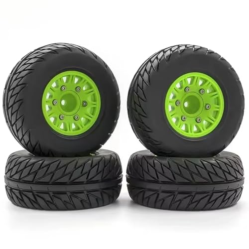 MGHGFYTAS RC Reifen Kompatibel Mit Universal 1/8 1/10 Reifen Rad RC Für Modell Short Course Truck General Road Reifen Upgrade 3 Adapter 12MM 14MM 17MM(Green) von MGHGFYTAS