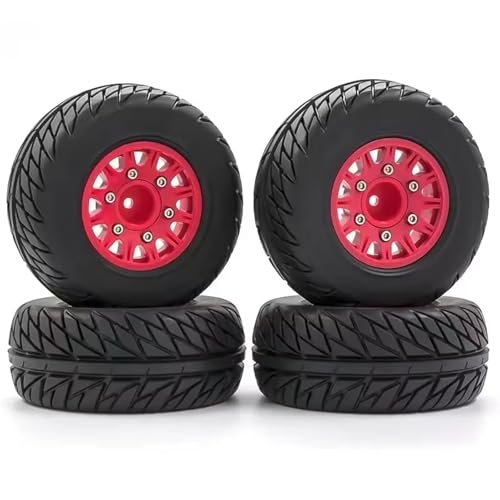 MGHGFYTAS RC Reifen Kompatibel Mit Universal 1/8 1/10 Reifen Rad RC Für Modell Short Course Truck General Road Reifen Upgrade 3 Adapter 12MM 14MM 17MM(Red) von MGHGFYTAS