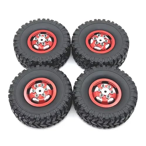 MGHGFYTAS RC Reifen Kompatibel Mit WPL C14 C24 C34 C44 C54 B14 B24 Für MN D90 Für MN99S Für MN78 Für MN82 RC Autoteile 67 Mm Metallfelge Gummireifen Reifen(Red) von MGHGFYTAS