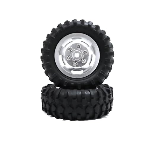MGHGFYTAS RC Reifen Kompatibel Mit WPL D12 1/10 RC Upgrade Teil Zubehör Schwarz 2 Stück Felgen Reifen Kunststoff Verschleißfest Rc Felgen Reifen(White) von MGHGFYTAS