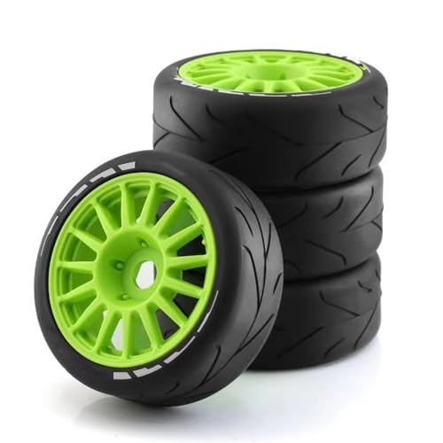 MGHGFYTAS RC Reifen Kompatibel Mit WRC 1/8 Pull Feishen Ping Run GT Für Racing Highway Short Course Truck Reifen Rad Verschleißfeste Reifen 17 Mm Adapter 4 Stück(Green,A) von MGHGFYTAS
