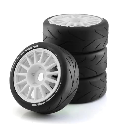 MGHGFYTAS RC Reifen Kompatibel Mit WRC 1/8 Pull Feishen Ping Run GT Für Racing Highway Short Course Truck Reifen Rad Verschleißfeste Reifen 17 Mm Adapter 4 Stück(White,A) von MGHGFYTAS
