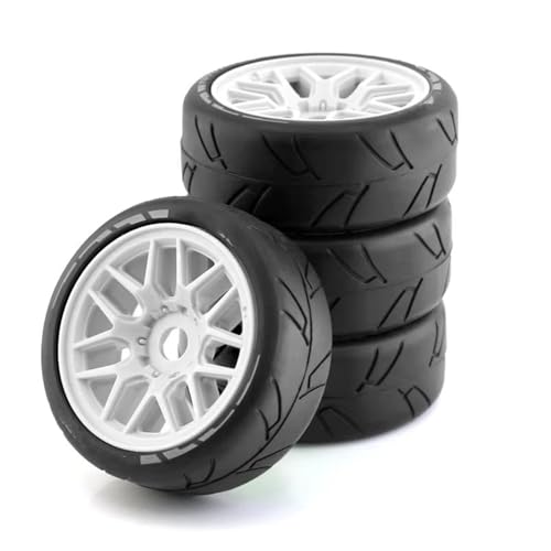 MGHGFYTAS RC Reifen Kompatibel Mit WRC 1/8 Pull Feishen Ping Run GT Für Racing Highway Short Course Truck Reifen Rad Verschleißfeste Reifen 17 Mm Adapter 4 Stück(White,B) von MGHGFYTAS