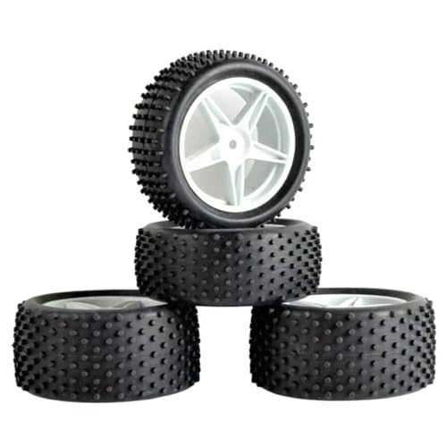 MGHGFYTAS RC Reifen Kompatibel Mit Wltoys 144001-02 124019 104001 1/10 1/12 1/14 RC Auto Upgrade Teile Off Road Für Buggy 85mm Reifen Rad Reifen 4Pcs(White,D) von MGHGFYTAS