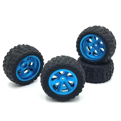 MGHGFYTAS RC Reifen Kompatibel Mit Wltoys 144001 124019 A959 Für SCY 16101 Für MJX 14209 16207 Für JJRC RC Autoteile 4 Stück 86 Mm Metallfelge Reifenreifen(Blue) von MGHGFYTAS