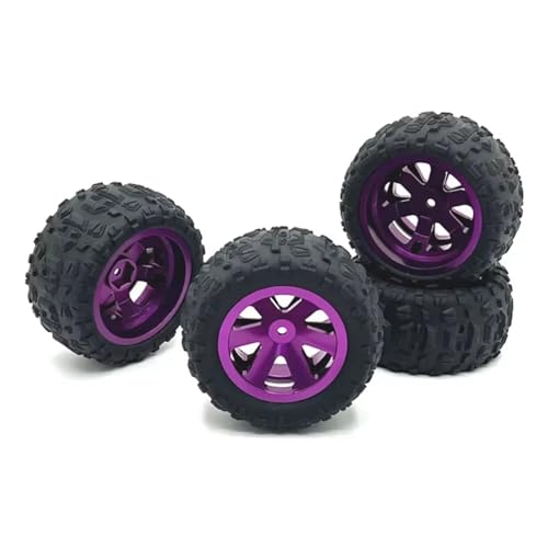 MGHGFYTAS RC Reifen Kompatibel Mit Wltoys 144001 124019 A959 Für SCY 16101 Für MJX 14209 16207 Für JJRC RC Autoteile 4 Stück 86 Mm Metallfelge Reifenreifen(Purple) von MGHGFYTAS