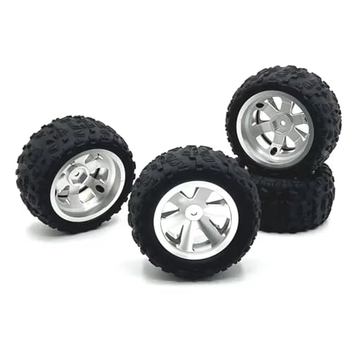 MGHGFYTAS RC Reifen Kompatibel Mit Wltoys 144001 124019 A959 Für SCY 16101 Für MJX 14209 16207 Für JJRC RC Autoteile 4 Stück 86 Mm Metallfelge Reifenreifen(Silver) von MGHGFYTAS