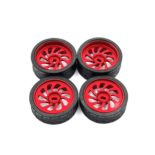 MGHGFYTAS RC Reifen Kompatibel Mit Wltoys 284131 K969 K979 K989 P929 Für Kyosho Für Mini-Z 1:28 RC Autoteile 26 Mm Für Rennreifen Reifen Metallfelge(Red) von MGHGFYTAS