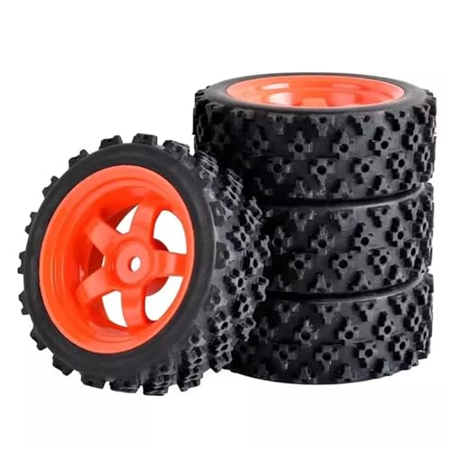 MGHGFYTAS RC Reifen Kompatibel Mit Wltoys Für HSP 1:10 1:12 1:14 1:16 RC-Autoteile Für Modellzubehör RC-Car-Felge Und Reifen Felgengummireifen(Red,D) von MGHGFYTAS