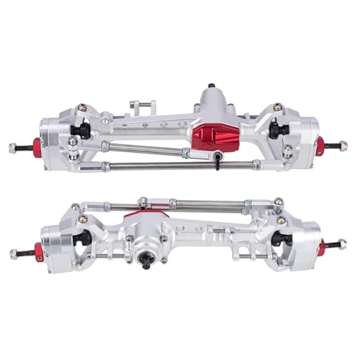 RC Achse Set Kompatibel Mit Axial Für SCX10 III 1/10 RC-Autoteile, Doppel-Servohalterung, Lenkstange Vorne Und Hinten, Mit Konstanter Geschwindigkeits-Antriebsschaltung(Silver,Front and Rear) von MGHGFYTAS