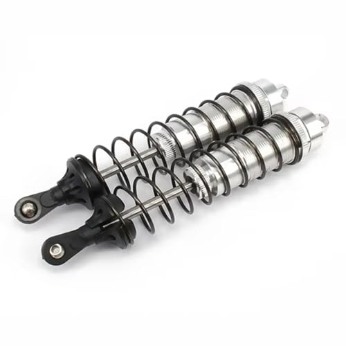 RC Auto Dämpfer Kompatibel Mit Axial Für Tamiya 1/8 RC Crawler Auto Für Buggy Upgrades Teile 2 STÜCKE Einstellbare 140mm Aluminium Stoßdämpfer Dämpfer(Silver) von MGHGFYTAS