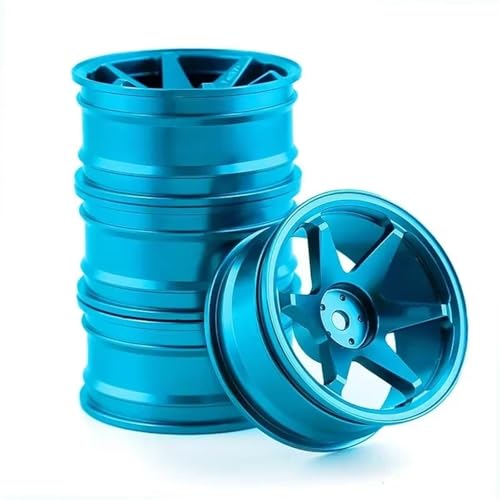 RC Auto Zubehör Kompatibel Mit HSP Für Tamiya Für HPI Für Kyosho Für Sakura D5 Für TT02 1/10 RC On-Road Drift Auto Radnabe Klettern Auto Felge(Blue) von MGHGFYTAS