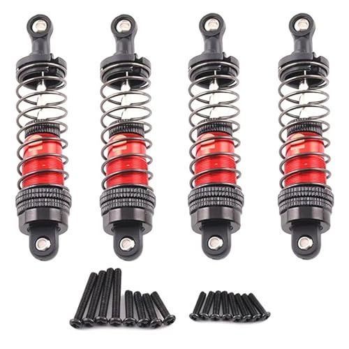 RC Auto Zubehör Kompatibel Mit SCY Für MJX H16H 14301 14210 1/16 1/12 1/14 Upgrade-Teile Zubehör 81 Mm 1 Set RC Car Metall-Stoßdämpfer(Red) von MGHGFYTAS