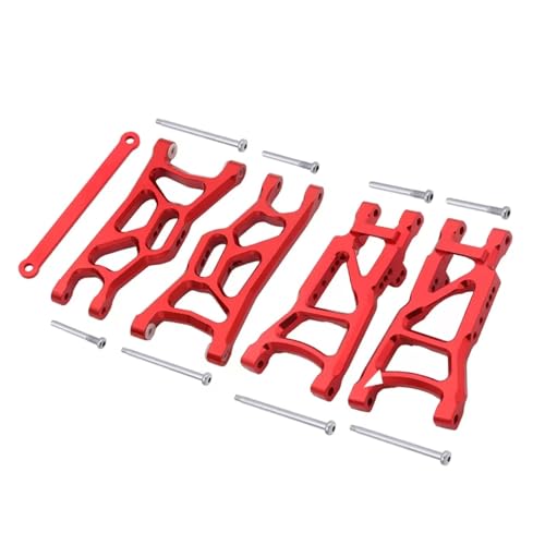 RC Auto Zubehör Kompatibel Mit Traxxas Für Slash 2WD Für VXL Für Nitro Für Slash Für Rustler 1/10 RC Autoteile Metall Vorne Hinten Suspension Arm Set(Red) von MGHGFYTAS