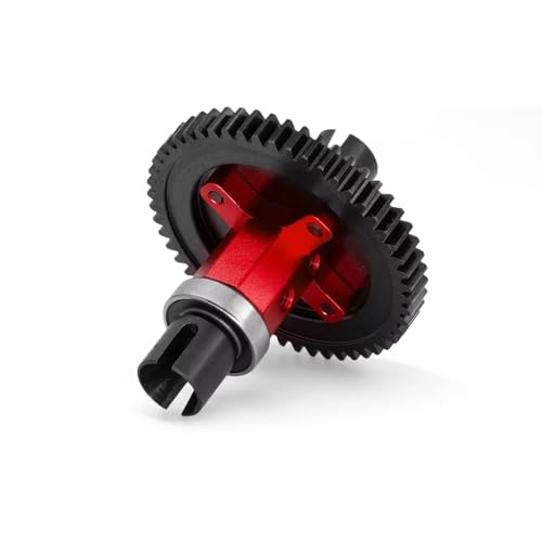 RC Auto Zubehör Kompatibel Mit Traxxas Für Sledge 1/8 RC Car Upgrade Teile Zubehör Metall 46T 52T Slipper Clutch Center Diff Straight Shaft(Red,52T) von MGHGFYTAS