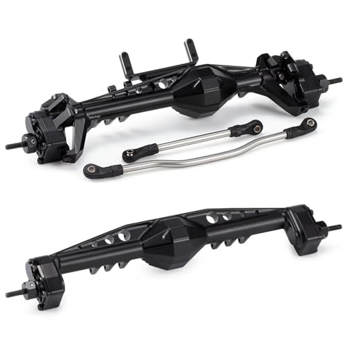 RC Hinterachse Kompatibel Mit Axial Für Capra 1.9 1/10 RC-Autos, Upgrade-Teile, CNC-Aluminium-Offset-Portalachse Mit Servohalterungen(Black,1Set) von MGHGFYTAS
