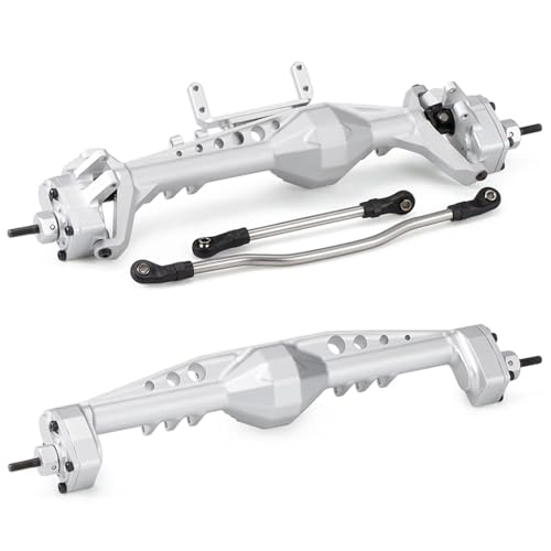 RC Hinterachse Kompatibel Mit Axial Für Capra 1.9 1/10 RC-Autos, Upgrade-Teile, CNC-Aluminium-Offset-Portalachse Mit Servohalterungen(Silver,1Set) von MGHGFYTAS