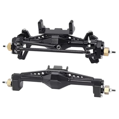 RC Hinterachse Kompatibel Mit Axial Für Capra UTB18 1/18 RC-Autos, Upgrade-Teile, Aluminiumlegierung, Vorder- Und Hinterportalachse Mit Servohalterung(Black,1Set) von MGHGFYTAS