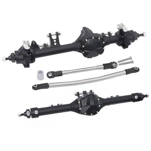 RC Hinterachse Kompatibel Mit Axial Für SCX10 II VS4-10 1/10 RC Crawler Autoteil Aluminium Offset Gerade Hinter- Und Vorderachse Set(Black,1Set) von MGHGFYTAS