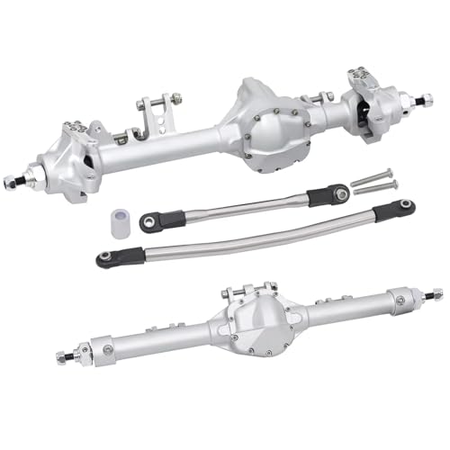 RC Hinterachse Kompatibel Mit Axial Für SCX10 II VS4-10 1/10 RC Crawler Autoteil Aluminium Offset Gerade Hinter- Und Vorderachse Set(Silver,1Set) von MGHGFYTAS