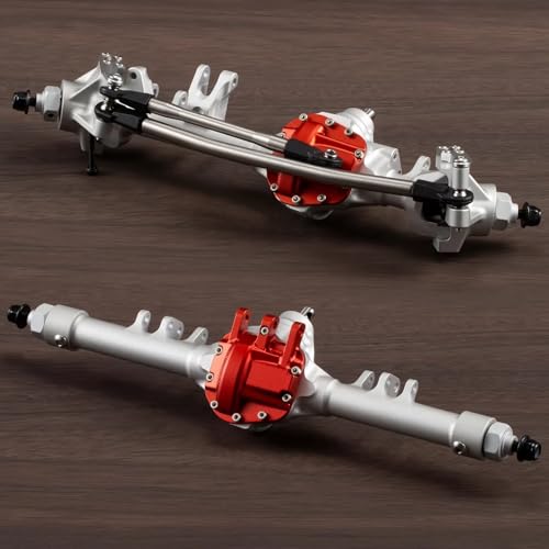 RC Hinterachse Kompatibel Mit Axial Für SCX10 II VS4-10 HD44 1/10 RC Für Rock Crawler Autoteile Aluminium Offset Straight Axle Set(Silver) von MGHGFYTAS