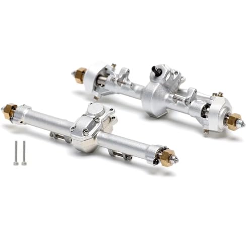 RC Hinterachse Kompatibel Mit Axial Für SCX24 90081 C10 B-17 1967 1/24 RC-Autos, Upgrade-Teile, Legierung, Komplettes Vorder- Und Hinterachsenset(Silver,1Set) von MGHGFYTAS