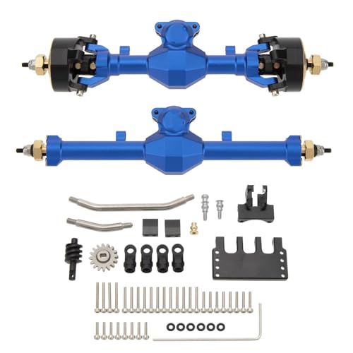 RC Hinterachse Kompatibel Mit Axial Für SCX24 C10 Für JLU Für Racing RC-Autos, Upgrade-Teile, Matel-Set Mit Geraden Vorder- Und Hinterachsen(Blue) von MGHGFYTAS