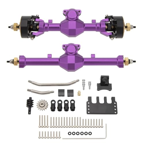 RC Hinterachse Kompatibel Mit Axial Für SCX24 C10 Für JLU Für Racing RC-Autos, Upgrade-Teile, Matel-Set Mit Geraden Vorder- Und Hinterachsen(Purple) von MGHGFYTAS
