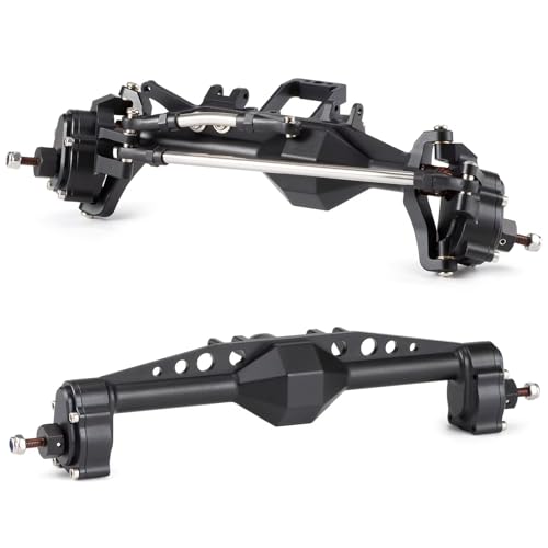 RC Hinterachse Kompatibel Mit Capra Für LCG H10 1/10 RC Crawler Autoteile 7075 Aluminium Offset Portal Achsensatz Mit Servohalterung(Black) von MGHGFYTAS